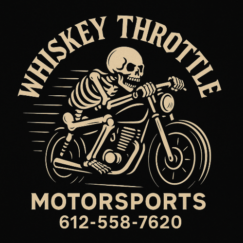 Original Whiskey Throttle Motorsports skeleton motorcycle logo